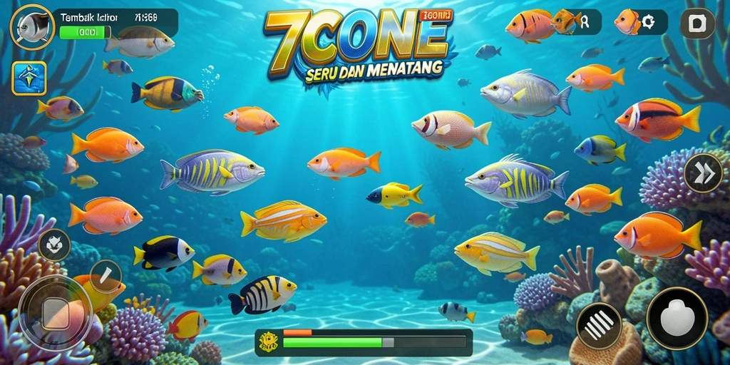 Tampilan gameplay menarik dari permainan Tembak Ikan 7CONE.