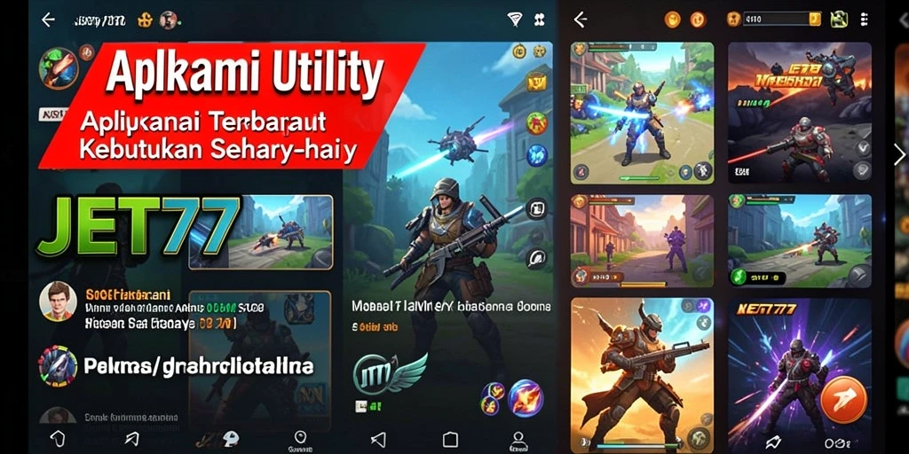 Tampilan utama JET77 dengan fitur Utility yang lengkap.