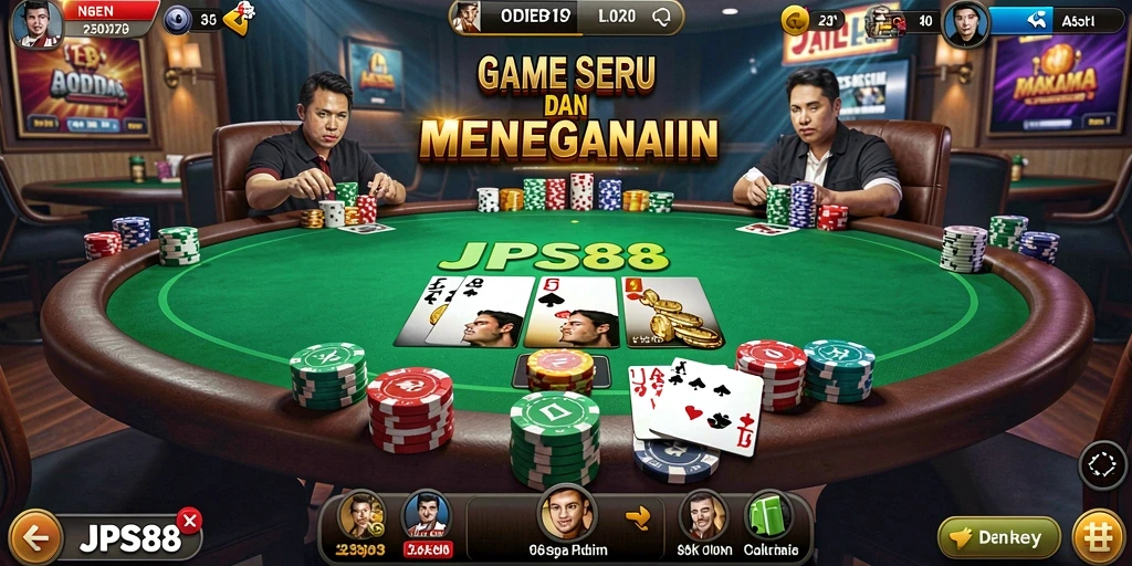 Gameplay seru JPS88 dengan pemain berinteraksi dalam permainan Poker.