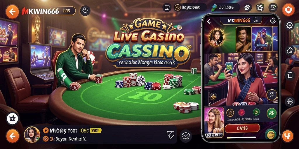 Screenshot gameplay Live Casino MKWIN666 yang menampilkan dealer profesional dan suasana kasino.