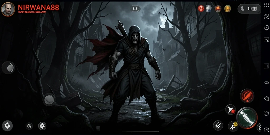 Screenshot gameplay NIRWANA88 menampilkan suasana menyeramkan dan penuh ketegangan.