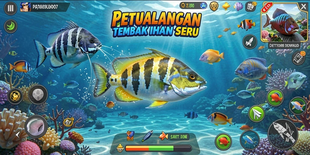 Screenshot gameplay PRG007 menampilkan aksi tembak ikan seru.
