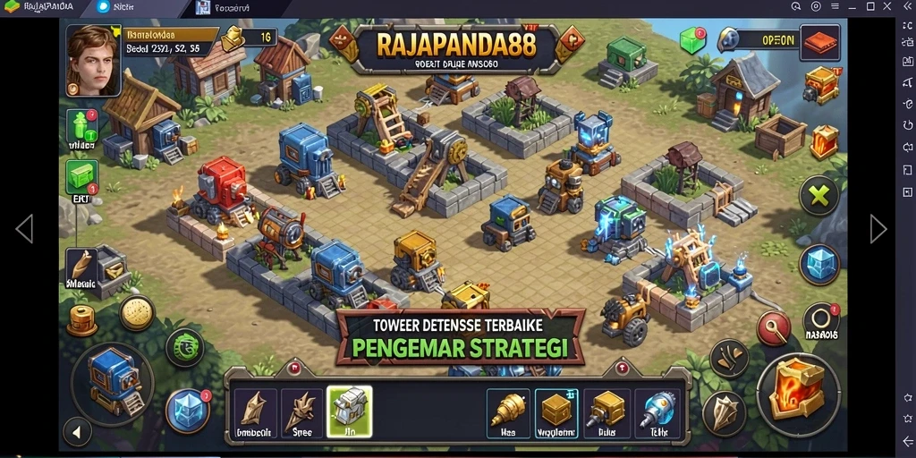 Screenshot gameplay RAJAPANDA88 menunjukkan aksi pertahanan yang intens.
