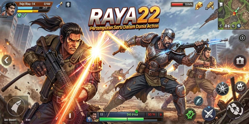 Screenshot utama RAYA22 menampilkan aksi gameplay yang seru.