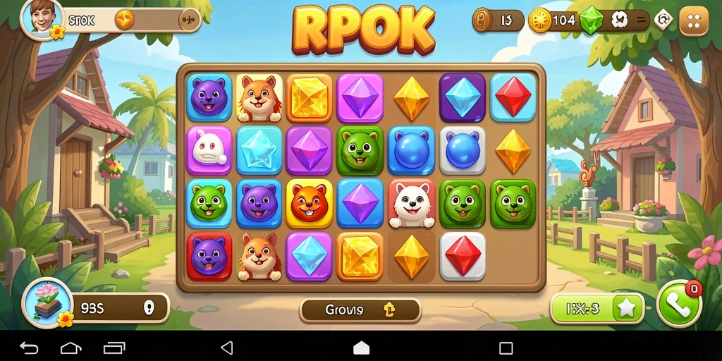 Tangkapan layar RPOK menampilkan gameplay seru dan menantang dari permainan Match-3.