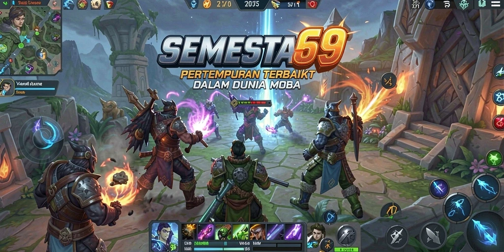 Tangkapan layar gameplay SEMESTA69 yang menunjukkan aksi seru di arena MOBA.