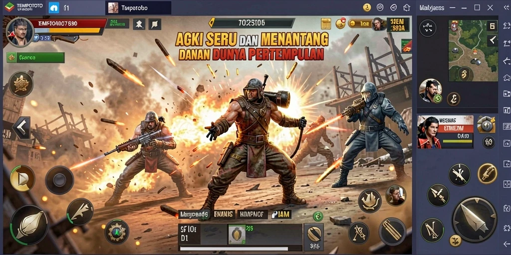 Tampilan gameplay seru dan intens dari TEMPOTOTO di tengah pertarungan.