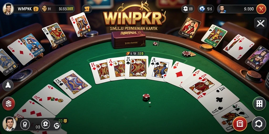 Tampilan menarik dari gameplay WINPKR yang menggambarkan simulasi kartu yang seru.